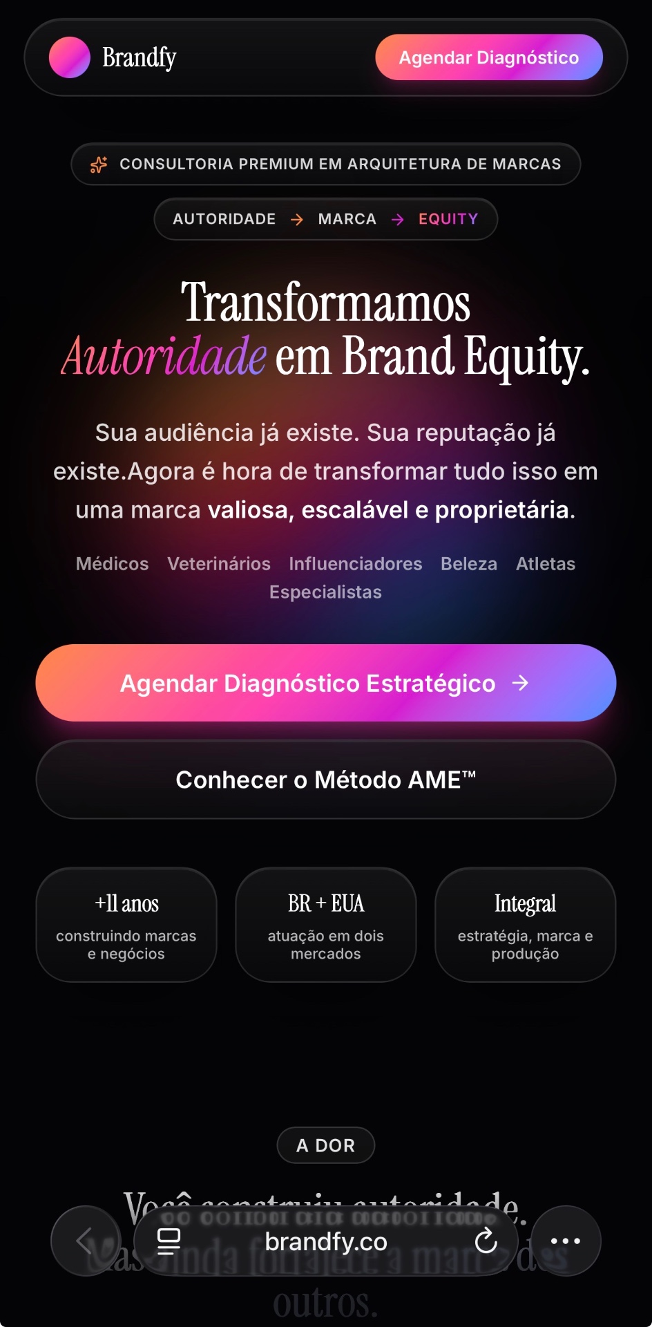 Landing page da Brandfy