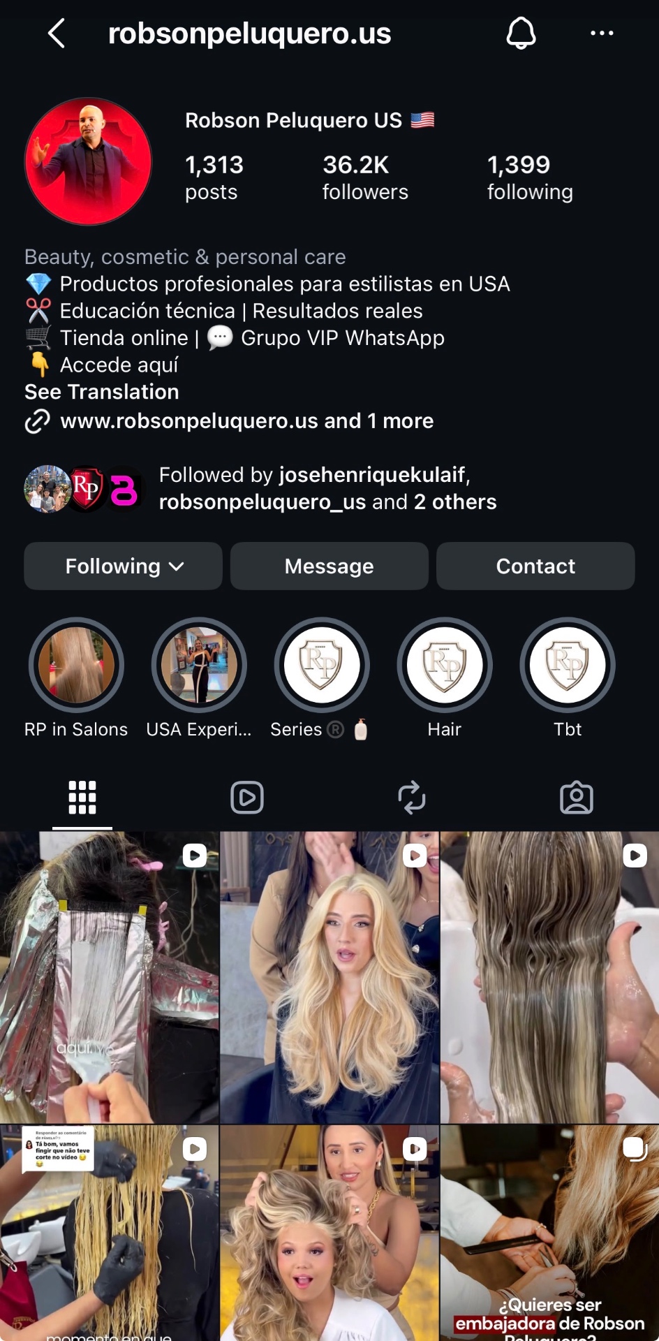 Perfil Robson Peluquero USA no Instagram